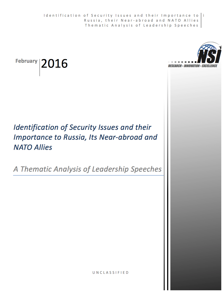 Thematic Analysis Of Russian And NATO Allies Leader Speeches | NSI